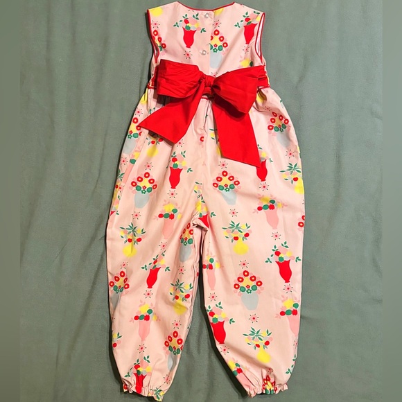 The Beaufort Bonnet Company Rebecca Romper in Pink Plentiful Richmond Red (RARE)